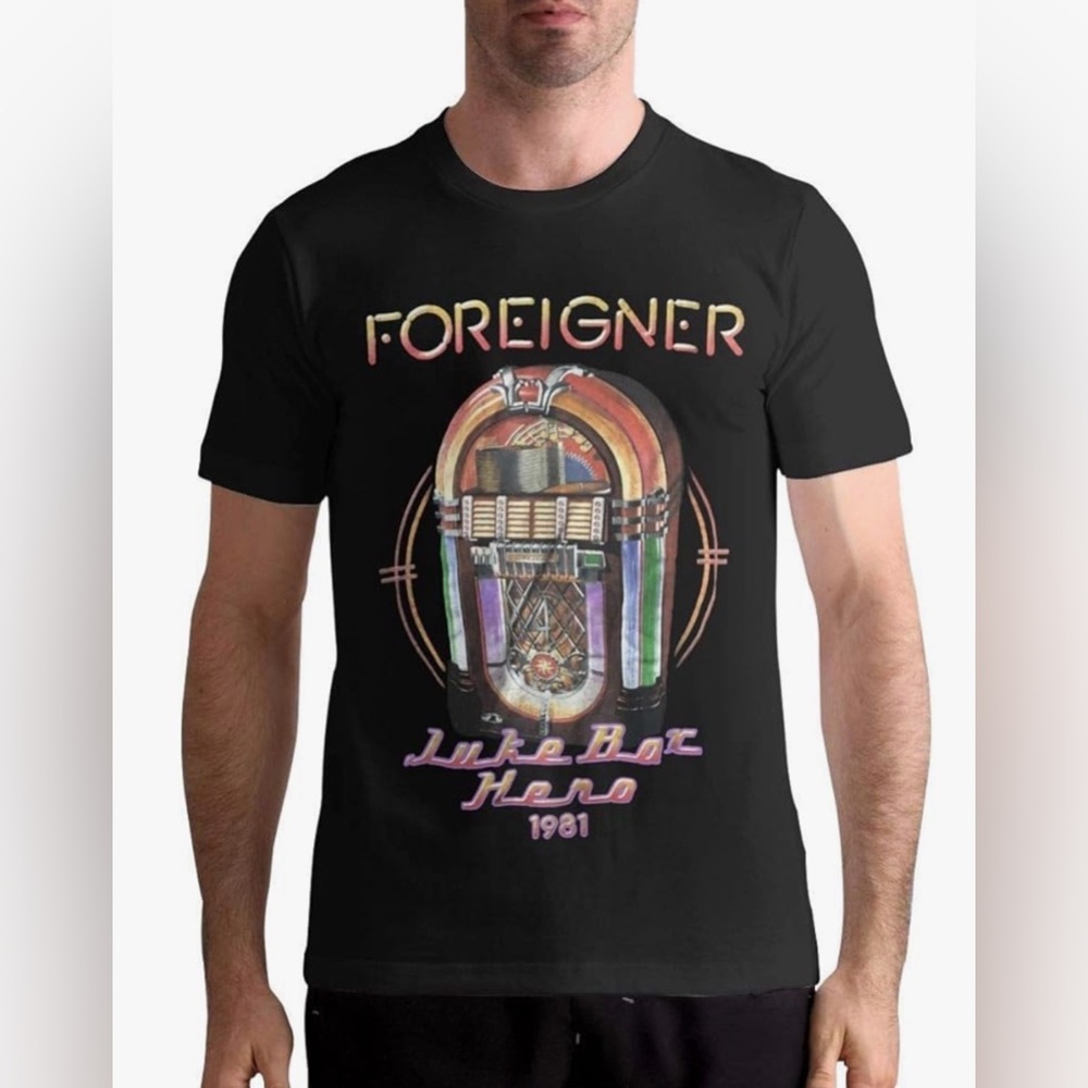 Foreigner “Juke Box Heroes 1981” 2015 Black Shirt Sz Small Unisex Band Tee